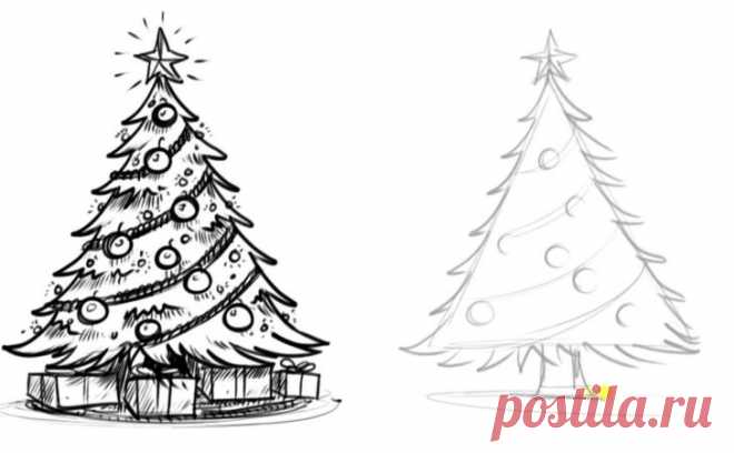 Учимся рисовать ёлки — Сделай сам, идеи для творчества - DIY Ideas