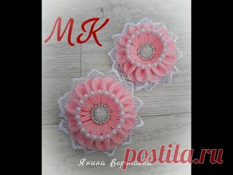 Интересные резинки "Зефирки" Канзаши МК /  DIY Scrunchy with Kanzashi flowers