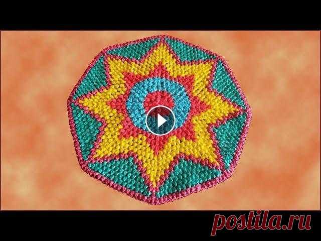 Коврик крючком из пакетов. Вязание коврика крючком. Часть 1. Crochet rug. Part 1. Коврик связан из 193 полиэтиленовых пакетов крючком 3,25 мм. Цена всех пакетов составила 100 рублей. Использовала пакеты маечка размером 24 на 45 см. ...
