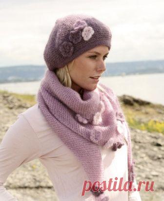 СИРЕНЕВЫЙ КОМПЛЕКТ - БЕРЕТ И ШАЛИК.