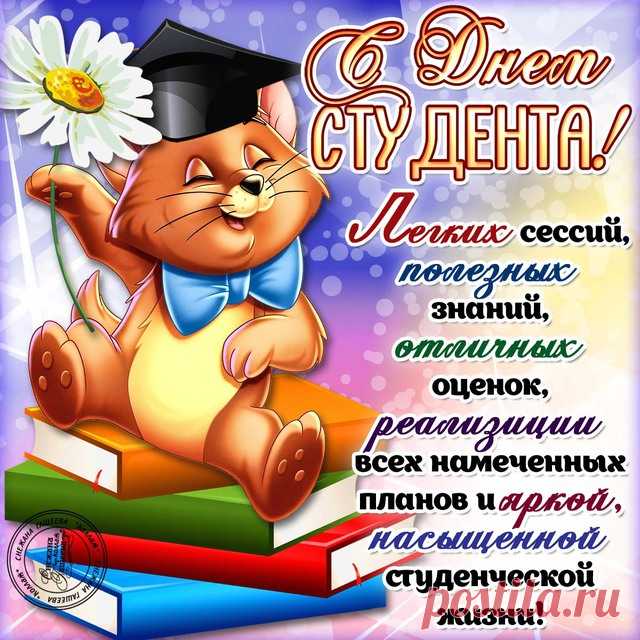 С Днём студента поздравляю
И вам с радостью желаю:
Экзаменов лёгких, отличных зачеток,
Красных дипломов, перспективной работы!