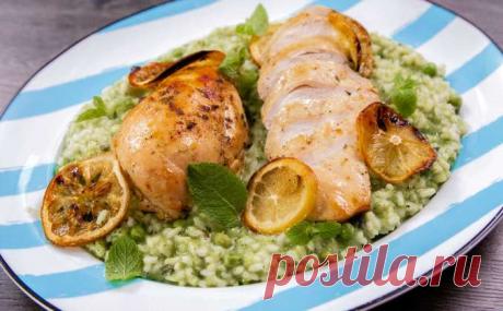 Ризотто рис с горошком и лимонной курицей Просто Кухня