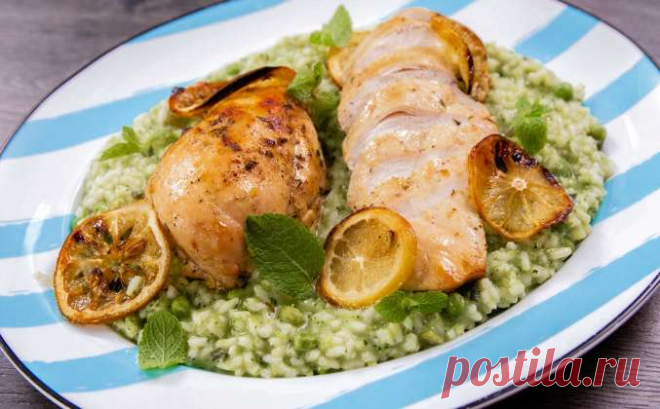 Ризотто рис с горошком и лимонной курицей Просто Кухня