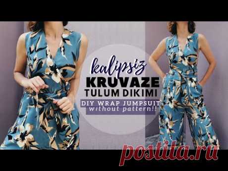 599 TL'LİK KRUVAZE TULUMU 19 TL'YE DİKTİM | Tulum Nasıl Dikilir? | Wrap Jumpsuit Sewing