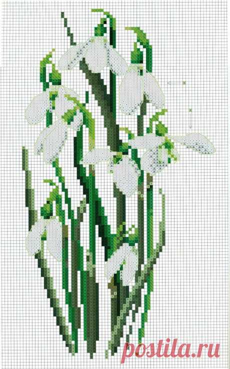 Белый подснежник - вышивка. Snowdrop - embroidery ~ DIY Tutorial Ideas!