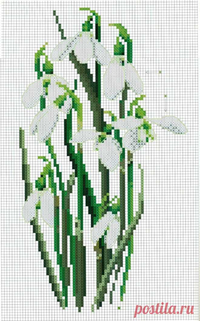 Белый подснежник - вышивка. Snowdrop - embroidery ~ DIY Tutorial Ideas!