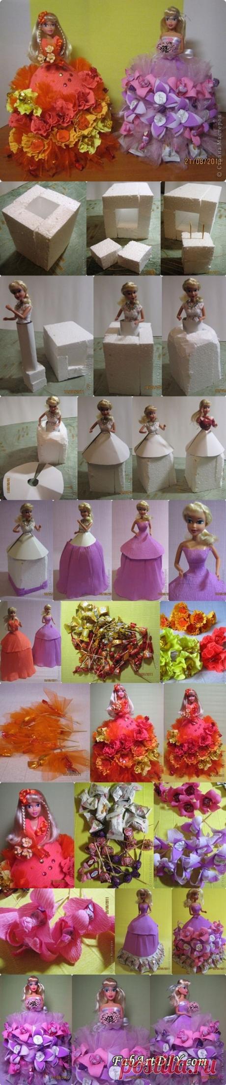 DIY Chocolate Wrapped Flower Barbie Dress