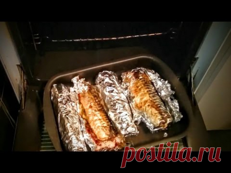 Скумбрия в духовке запеченная в фольге Рецепт приготовления блюда из рыбы на ужин быстро вкусно - YouTube
