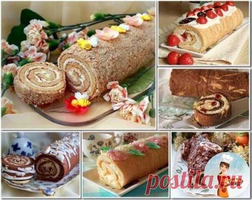 10 рецептов вкуснейших домашних бисквитных рулетов.
1. Медовый рулет «Пчёлка»
Потрясающий на вкус - не приторный и с легким медовым ароматом.
Для бисквита потребуется:
    мед — 3 ст