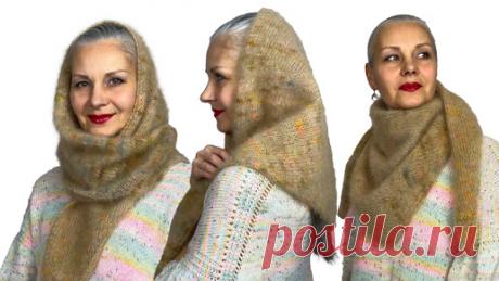 Вяжем модную косынку лицевой гладью | Первый вязальный! | Дзен