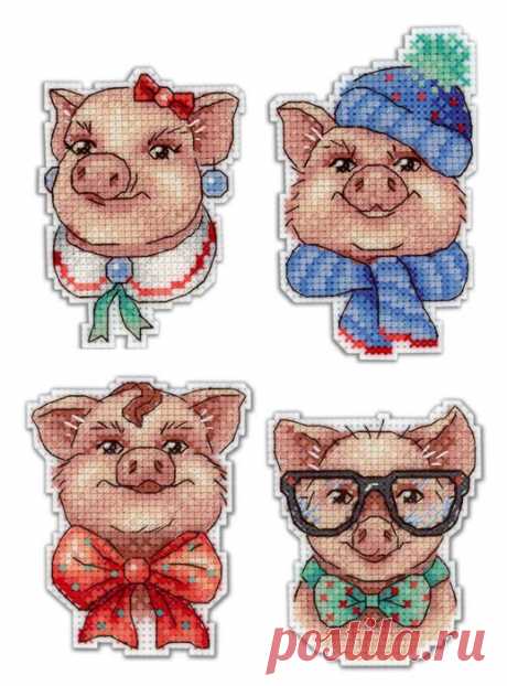 Cute Piggies P-279 / SR-279 Plastic Canvas Counted Cross Stitch Kit — Wizardi