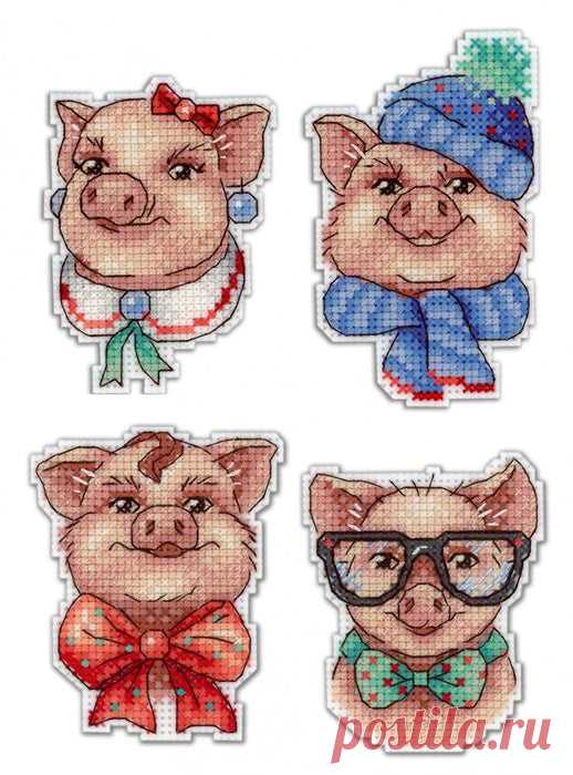 Cute Piggies P-279 / SR-279 Plastic Canvas Counted Cross Stitch Kit — Wizardi