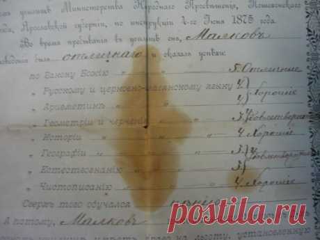 Свидетельство об окончании училища 1910 Ярославль Малков