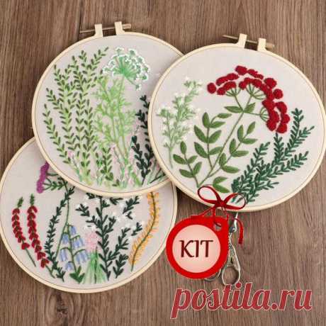 Hand Embroidery Botanical Needlepoint Kit DIY Craft Kit | Etsy Hand Embroidery Botanical Needlepoint Kit, DIY Craft Kit, Flower Embroidery Hoop Picture, Thread Painting, Plants Stitchery Kit  The execution of the embroidery does not require high skill. Even a beginner can easily cope with it. The Kit includes: cotton fabric with a pattern applied to it, a round