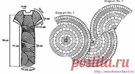 Модели с подиума. Платье крючком в технике фриформ