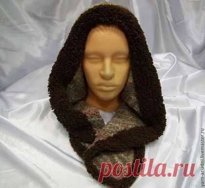 Капор вязаный коричневый - капор,подарок на любой случай,вязаный креатив