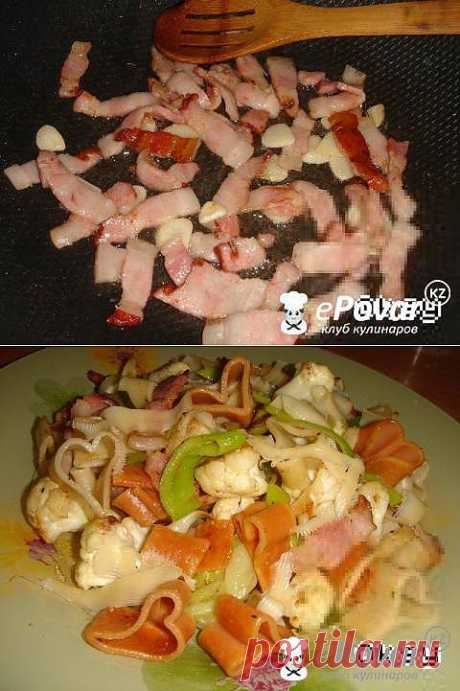 Макароны с цветной капустой и беконом — Рецепт приготовления с фото — Горячие блюда, Мучные блюда