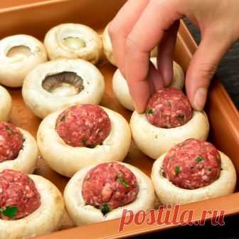 Разлетятся за минуту! Фаршированные грибы - очень просто, а главное - вкусно! | Appetitno.TV