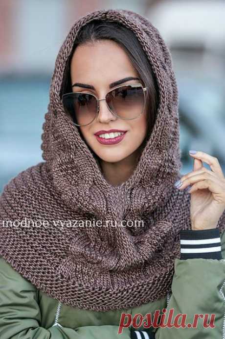 Как связать теплый снуд-капюшон спицами - Klubok - Modnoe Vyazanie.ru.com