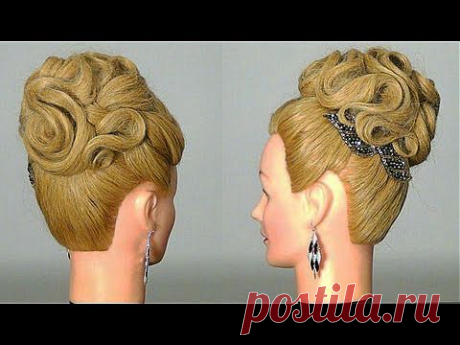 Вечерняя, свадебная прическа. Wedding prom hairstyles for long hair. - YouTube
