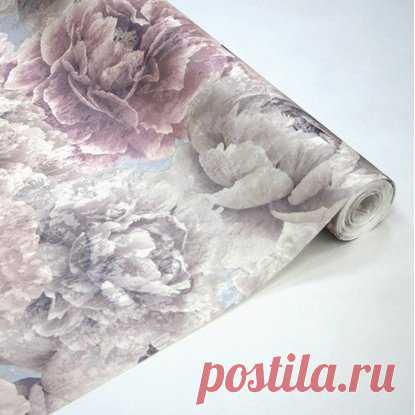 Флизелиновые обои EURO DECOR, Обои компакт-винил EURO DECOR Peony 6001-01 серые 1,06х10,5 м, Обои, Флизелиновые обои, Отделка стен в Ольгинской