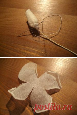 МК по созданию розочки из шелка и желатина.