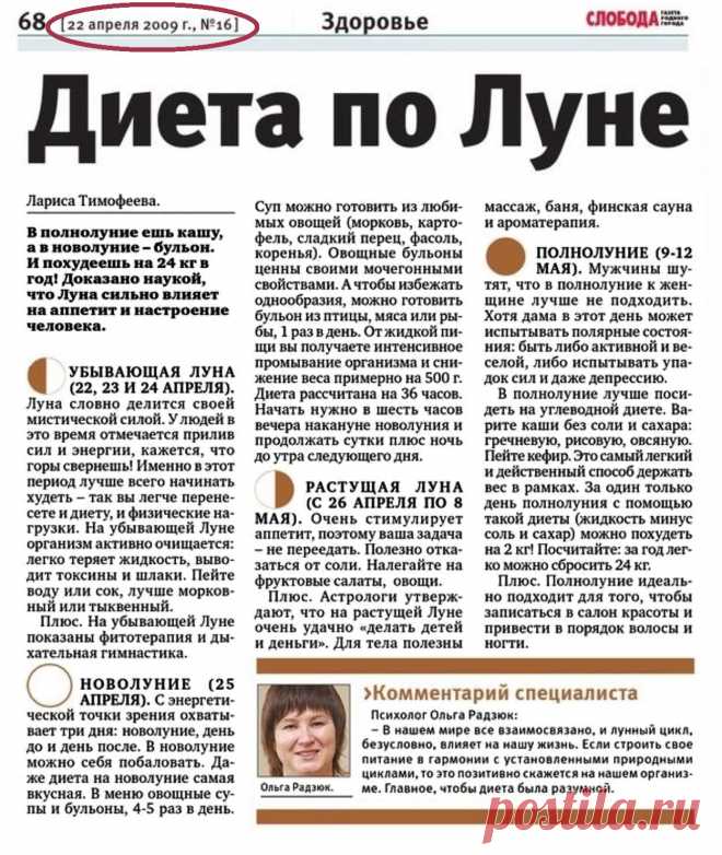 Диета по Луне