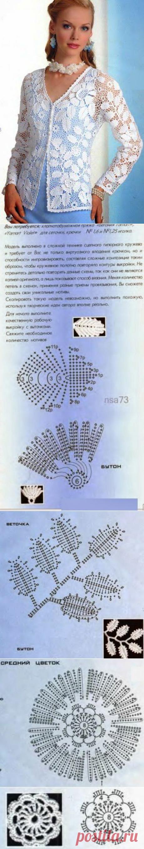 Моя копилка - Рукоделие: Белый жакет в технике ирландского кружева