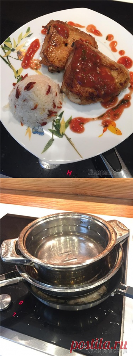 Бедро цыплёнка табака с кетчупом и рисом с вялеными помидорами