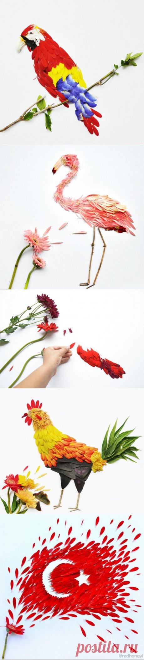 Аппликация из цветочных лепестков / Я - суперпупер