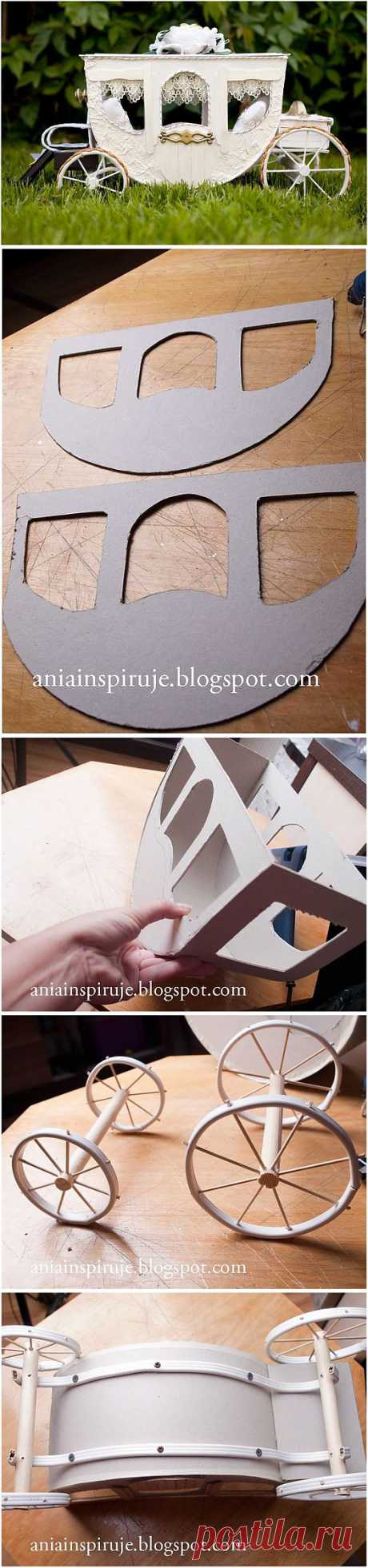 Сказочная карета из картона, проволоки и палочек от мороженого. Мастер-класс.
