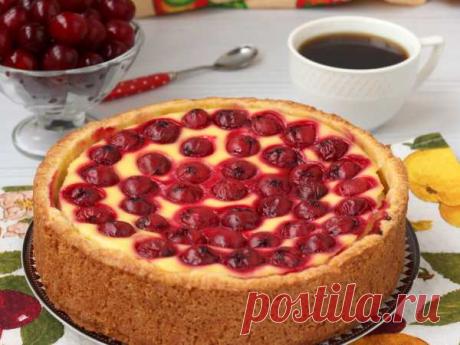 Песочный пирог с творогом и вишней - рецепт с фото пошагово
