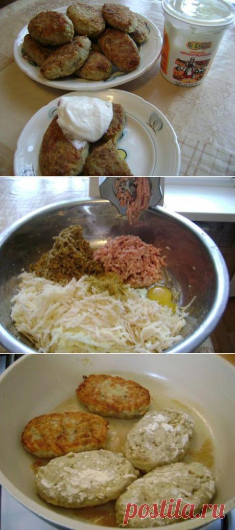 Картофельные котлетки с мясом и грибами
