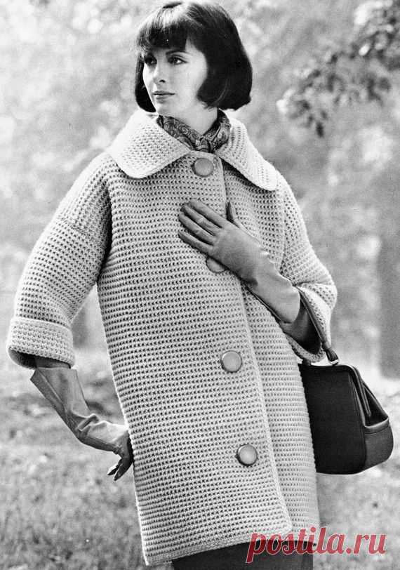 Women's 1960s Retro Crochet Coat -- PDF CROCHET PATTERN