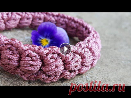 Мастер-класс плоского жгута крючком с эффектом пышных столбиков ❤ crochet pattern. ???????????????????????????????????????????????????????????????????? Hi, my name is Anna, this video will show a lesson on knitting a relief pattern k...