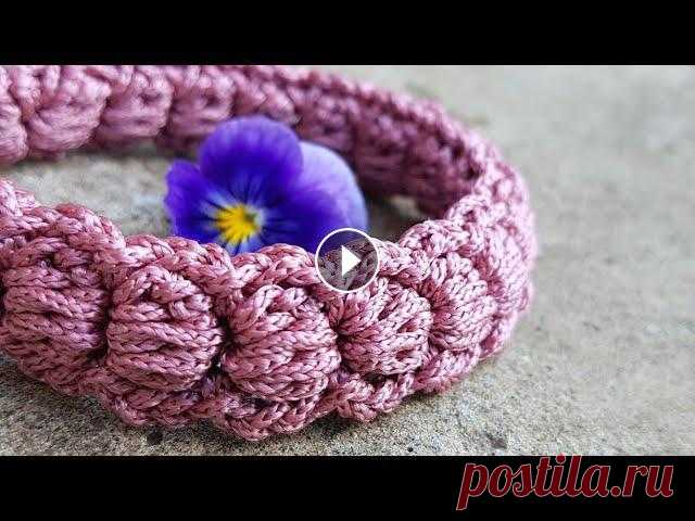 Мастер-класс плоского жгута крючком с эффектом пышных столбиков ❤ crochet pattern. ???????????????????????????????????????????????????????????????????? Hi, my name is Anna, this video will show a lesson on knitting a relief pattern k...