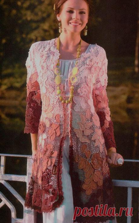 Irish lace crochet jacket Vine leaves от Martinesknite на Etsy