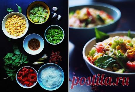 Стеклянная лапша с кукурузой и имбирным соусом | Salatshop ♥ You