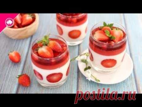 เทคนิคการทำวุ้นสตรอเบอรี่ นมสด | สูตร ⓒ Strawberry Pana cotta Agar