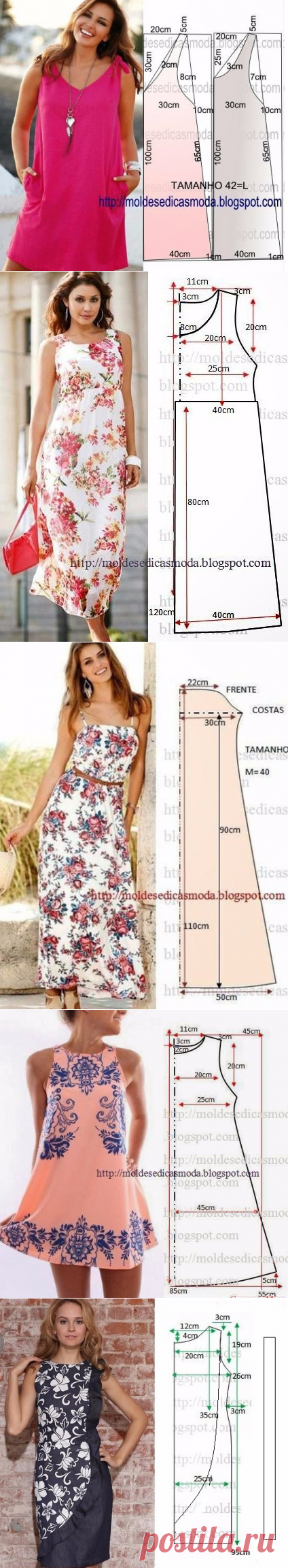 Летние платья и сарафаны с простыми выкройками... 50 платьев - 50 выкроек!