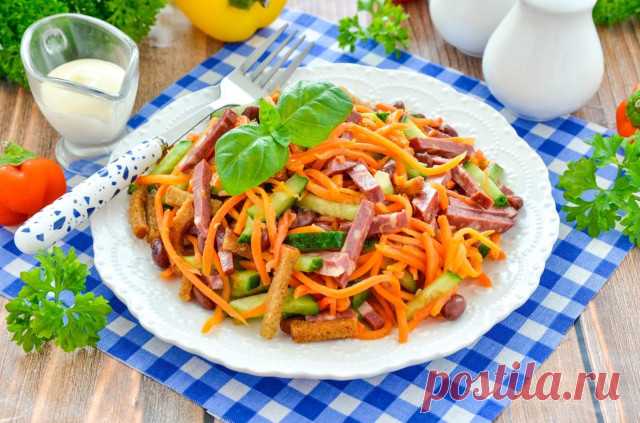 Салат с корейской морковью колбасой и фасолью рецепт фото пошагово и видео - 1000.menu