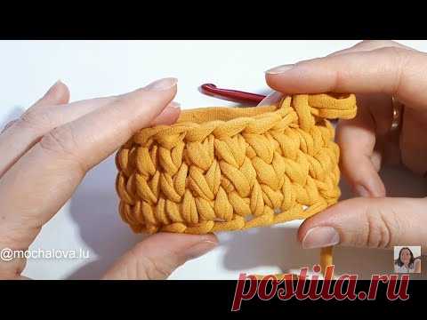 узор ГАЛОЧКИ крючком (враскол), переход на следующий ряд