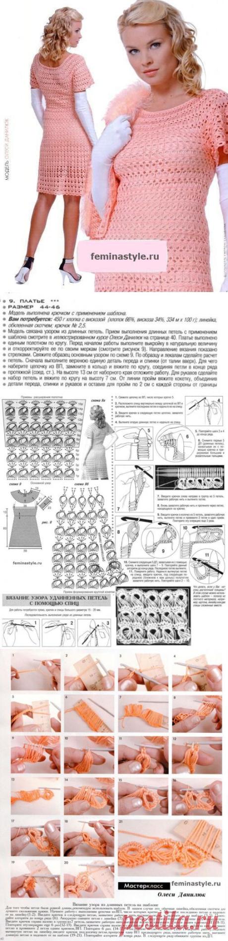Платье крючком с применением шаблона
