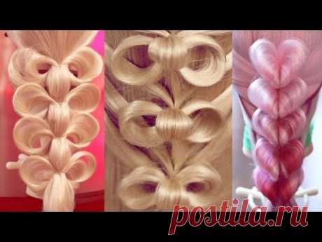 34 урока- Причёски с резинками -  Hairstyles tutorials compilation (time 2:18:54) by REM