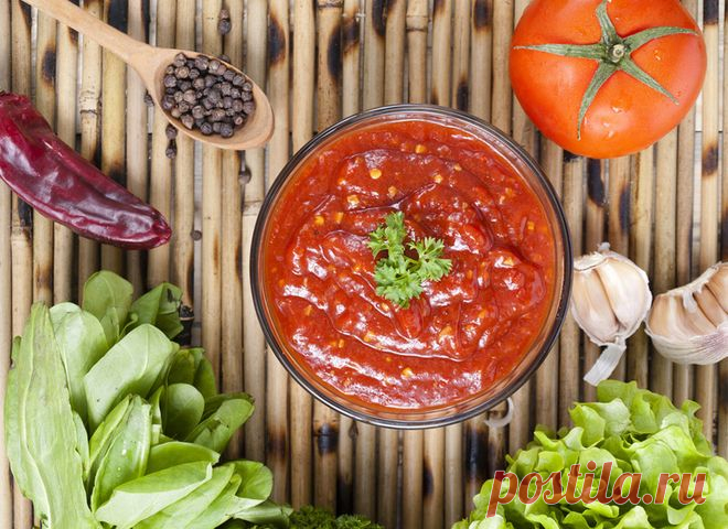Аджика на зиму: рецепт с помидорами и зеленью - tochka.net