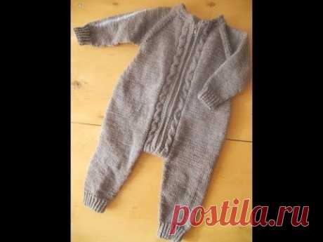 Бесшовный вязаный детский комбинезон для прогулки.