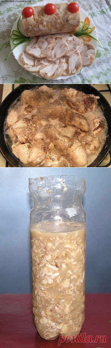 Куриный рулет в бутылке
