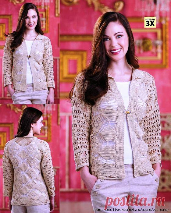 Ну очень красивый женский жакет.Вязание.