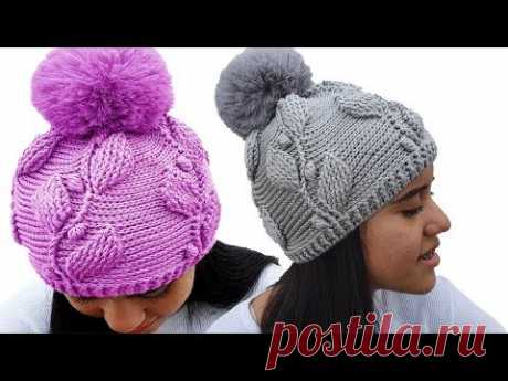 Gorro de HOJAS Tejido en punto 3D a crochet ( punto relieve a crochet )