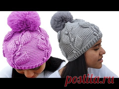 Gorro de HOJAS Tejido en punto 3D a crochet ( punto relieve a crochet )